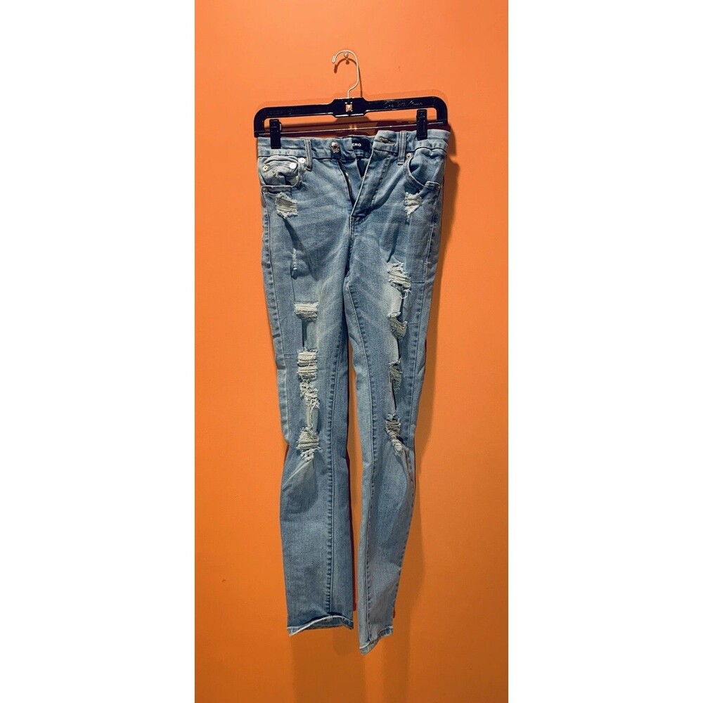 Aero High Rise Curvy Skinny Denim Jeans Size 6 Junior Distressed Y2K Ripped